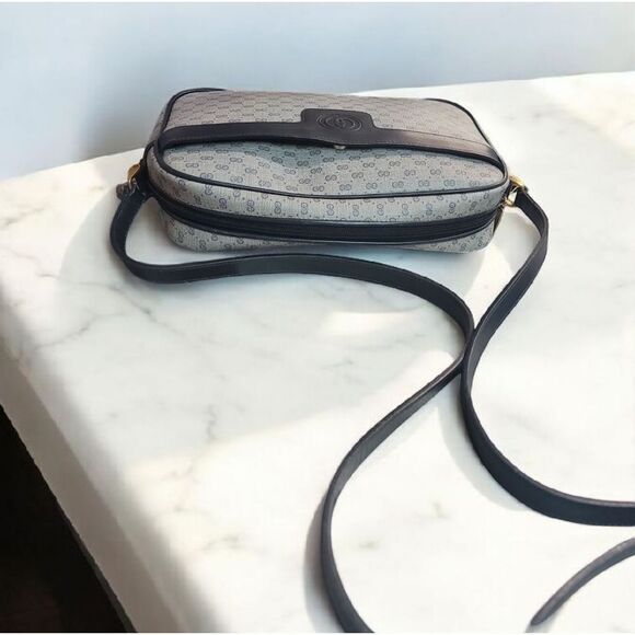 Gucci Navy Blue Canvas Supreme Micro GG Blue Trim Crossbody Bag VINTAGE - Picture 5 of 16